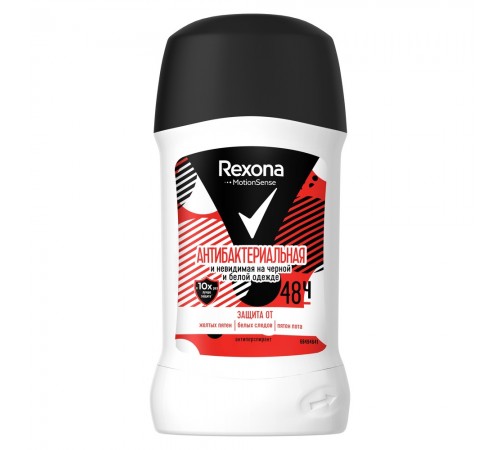 REXONA Део стик Антибактериальная и невидимая на черном и белом 40мл  *6