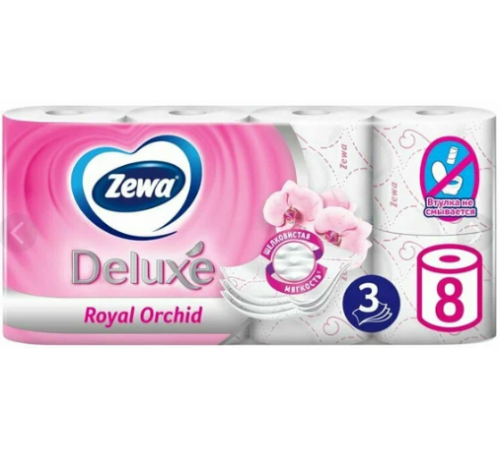 ZEWA Deluxe Туалетная бумага 3-слойная Орхидея 8шт