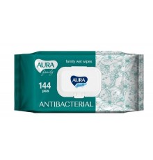 AURA FAMILY Влажные салфетки с антибактериальным эффектом big-pack 144шт