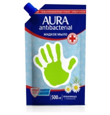 AURA Жидкое мыло с антибактериальным эффектом Ромашка дой-пак 500мл  *12