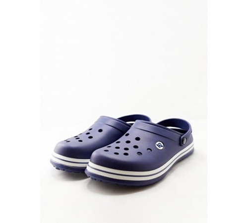 Кроксы мужские Сабо темно-синие с белой полосой арт 149у (40-45р)  (8шт/уп)