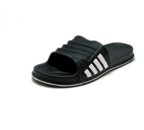 Мужские шлепанцы черно-белые открытые  арт 1024 (40-45р)  (8шт/уп)