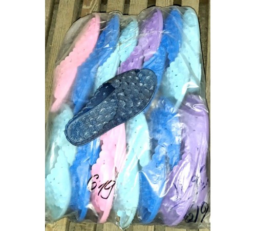 Шлепки женские ПВХ  арт. 619 (36-41рр) 12/уп цветные ассорти