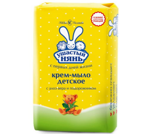 Крем-мыло Ушастый Нянь алоэ и подорожник 90г  *6*72