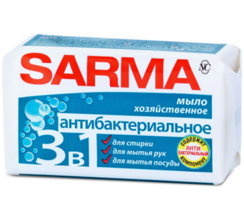 Мыло хозяйственное Сарма антибактериальное 140гр  *12*48*