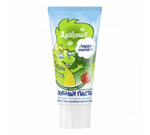 Зубная паста Happy Moments ДРАКОША  детская гелевая МАЛИНА 60мл