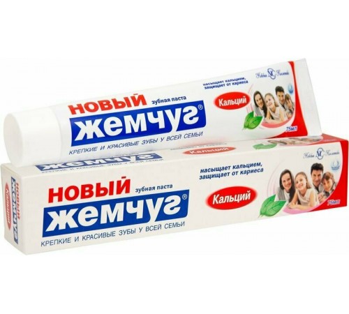Новый жемчуг Зубная паста Кальций, 75мл *36.