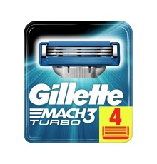 Жилетт Gillette Mach3 Turbo Сменные кассеты 3 лезвия, 4 шт  *4*20*