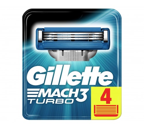 Жилетт Gillette Mach3 Turbo Сменные кассеты 3 лезвия, 4 шт  *4*20*