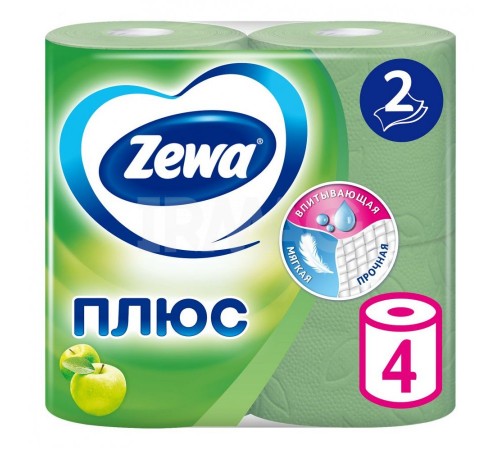 Zewa Плюс Туалетная бумага 2 слоя Яблоко (4 шт)  *24