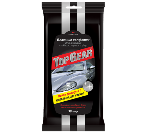 Влажные салфетки Top Gear №30 для стекол,зеркал,фар 30шт (32/уп) арт.48038