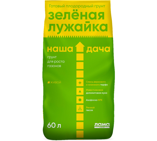 Грунт Наша Дача "Зелёная лужайка" 60л (1 п = 45 шт)
