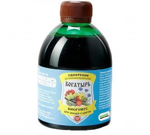 Удобрение Богатырь биогумус Для овощей и цветов органоминеральное 0,3л