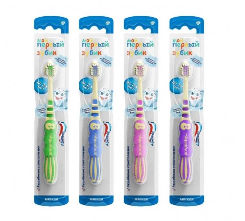 Зубная щетка Aquafresh детская Мой Первый зубик с 0 до-х 2лет