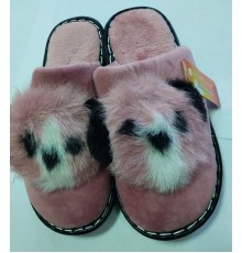 Тапочки женские домашние (закрытая) С ПУШКОМ подошва резин. ЧЕРНАЯ 36-41рр.  12пар