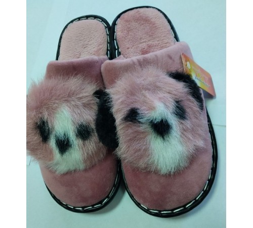 Тапочки женские домашние (закрытая) С ПУШКОМ подошва резин. ЧЕРНАЯ 36-41рр.  12пар