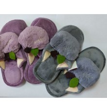 Тапочки женские домашние (закрытая) С ПУШКОМ подошва резин. Белая 36-41рр.  12пар