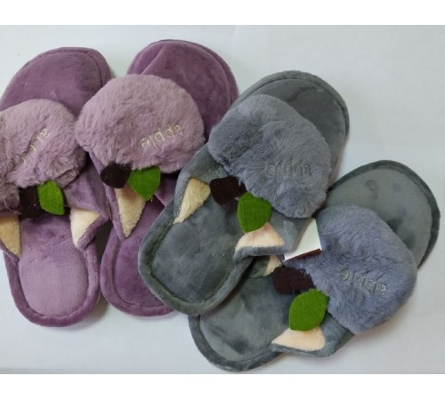 Тапочки женские домашние (закрытая) С ПУШКОМ подошва резин. Белая 36-41рр.  12пар