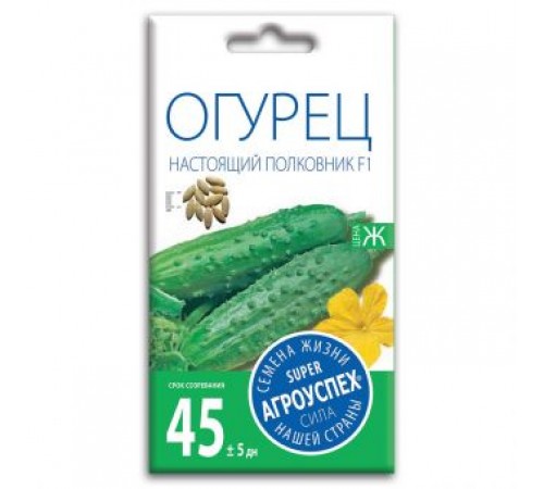 Огурец Настоящий полковник F1, семена Агроуспех 8шт (400) арт. 32389 (10/уп)