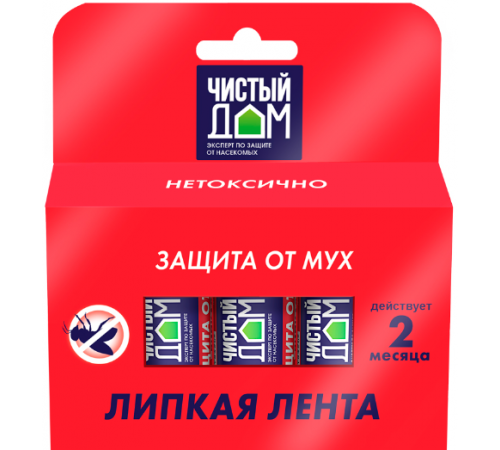 Липкая лента от мух (уп 4 шт) ЧИСТЫЙ ДОМ - 40 уп/кор / арт.02-801