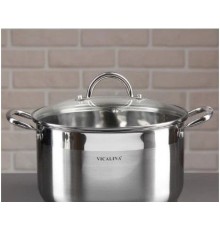 Кастрюля VICALINA из нержавеющей стали 1.9л, -СТУПЕНЧАТОЕ ДНО, комбо-полировка, крышка VL-1072