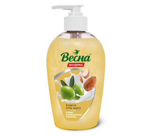Жидкое крем-мыло ВЕСНА Ассорти олива и миндальное молочко, 280г арт 5097 (15/уп)