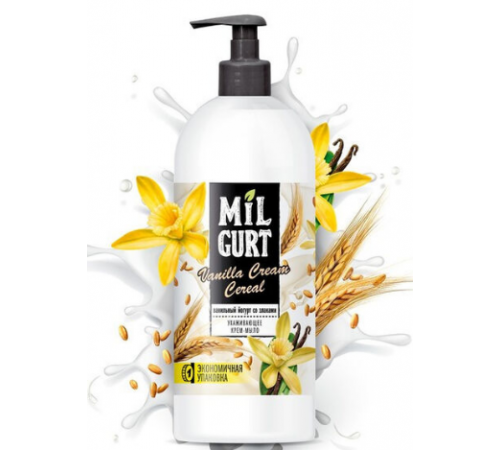 Жидкое крем-мыло "MILGURT" ванильный йогурт со злаками 860 г. Арт 5192 (8/уп)