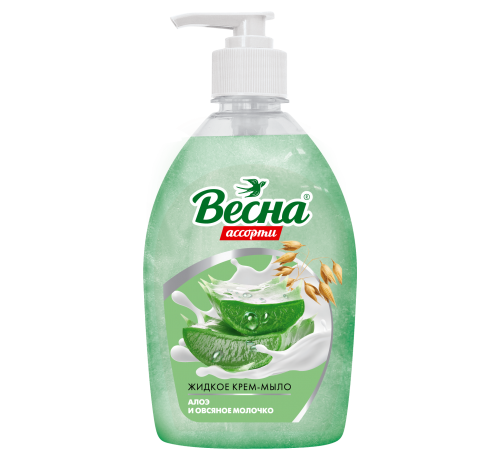 Жидкое крем-мыло ВЕСНА Ассорти алоэ и овсяное молочко 500г арт 5219 (10/уп)