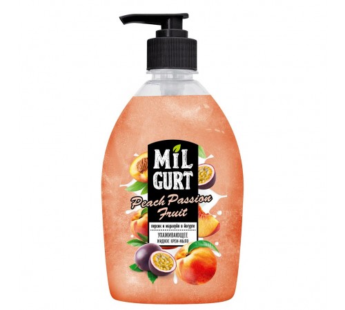 Жидкое крем-мыло "MILGURT" персик и маракуйя в йогурте,(АКЦ 6+1) 500 г арт 5243 (10/уп)