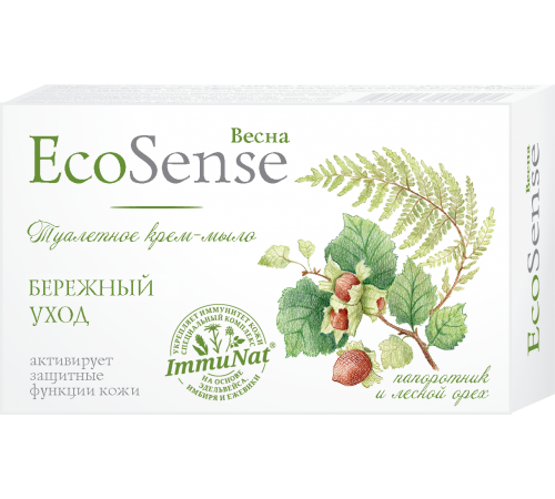 Туалетное крем-мыло "Ecosense" папоротник и лесной орех, 90 г арт 6151 (36/уп)