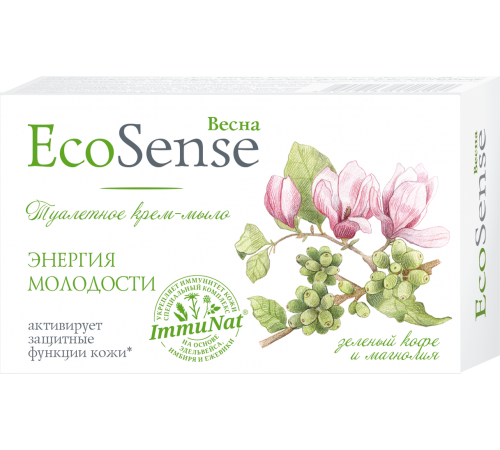 Туалетное крем-мыло "Ecosense" зелёный кофе и магнолия,90 г арт 6155 (36/уп)