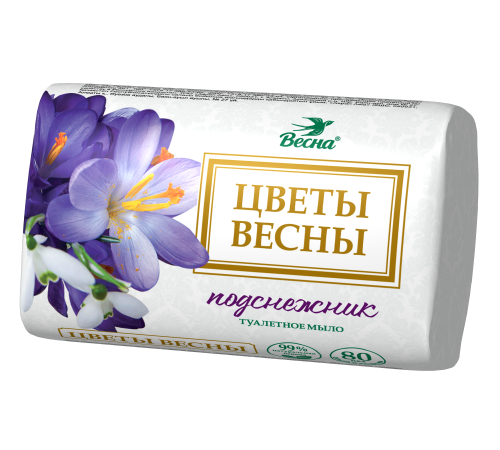 Мыло туалетное твердое "ВЕСНА Цветы весны"  Подснежник,90  арт 6168 (72/уп)