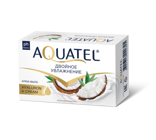Крем-мыло твердое "Aquatel" кокосовое молочко, 90 гр. Арт 6230 (24/уп)
