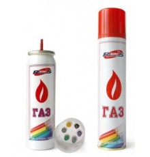 Газ для зажигалок RUNIS, метал. баллон, 270 мл, белый (с насадками) /36/