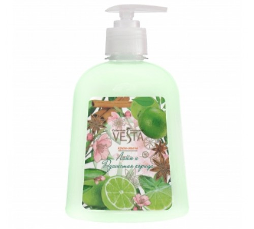 Крем-мыло Жидкое серии "Веста" Солнечная коллекция "Лайм и душистая корица" 450 мл. 16 шт.