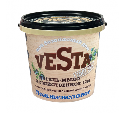 Средство моющее универсальное Гель-мыло хозяйственное "Веста" "Можжевеловое ГОСТ 88%" 1000 гр 16 шт.