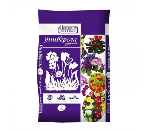 Грунт Плодородный Четыре сезона "Универсал" 5л (5шт/уп)