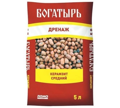 Керамзит средний "Богатырь дренаж" 5л (10шт/уп)