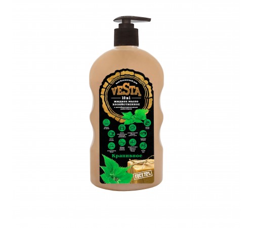 Средство моющее универсальное жидкое-мыло хозяйственное "Веста" "Крапивное ГОСТ 72%" 680 мл 12 шт