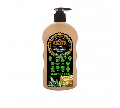 Средство моющее универсальное жидкое-мыло хозяйственное "Веста" "Оливковое ГОСТ 72%" 680 мл 12 шт