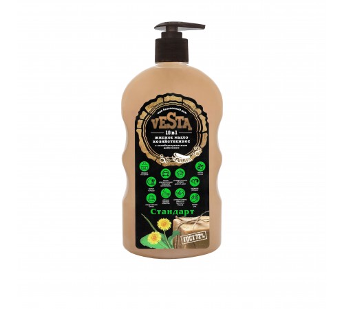 Средство моющее универсальное жидкое-мыло хозяйственное "Веста" "Стандарт ГОСТ 72%" 680 мл 12 шт