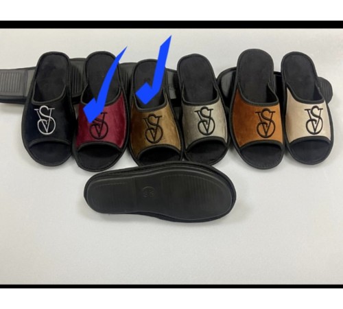 Тапочки женские домашние полиуретан 36-41 арт 004 VS бордо (12пар/уп)