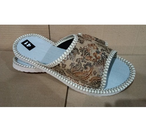 Тапочки женские домашние (открытые) подошва эва. 36-41 арт0090-А (ТЖО 001), бежевый огурец 12пар