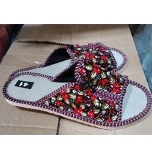 Тапочки женские домашние (открытые) подошва эва. 36-41 арт0090-А (ТЖО 005),темный  цветок 12пар