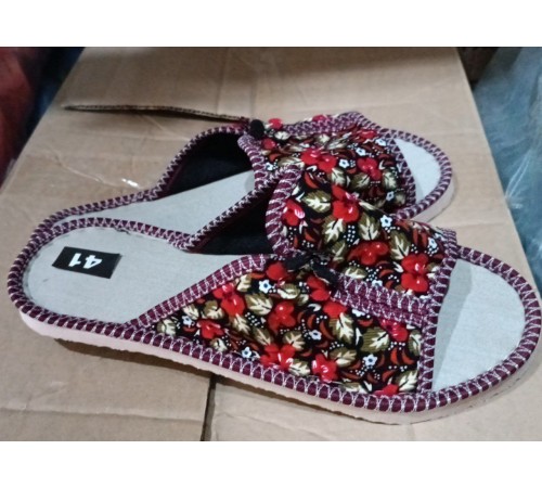 Тапочки женские домашние (открытые) подошва эва. 36-41 арт0090-А (ТЖО 005),темный  цветок 12пар