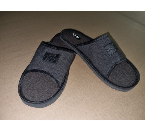 Тапочки Мужские комнатные открытые подошва  арт.0080-А (ТМО 001)  41-46рр серые 12 пар