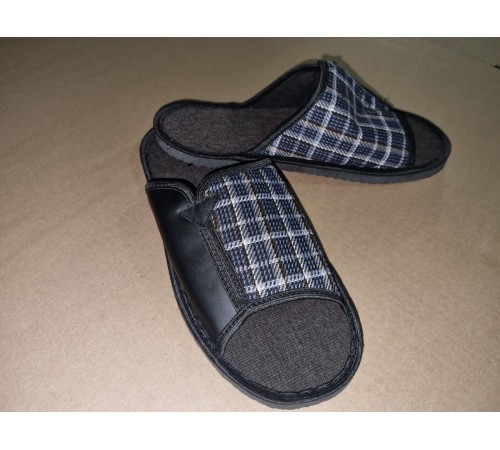 Тапочки Мужские комнатные открытые подошва  арт.0080-А (ТМО 005)  41-46рр шатландка 12 пар