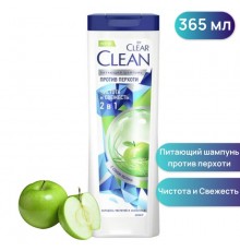 Шампунь CLEAR 365мл Чистота и Свежесть 2в1 *6*12