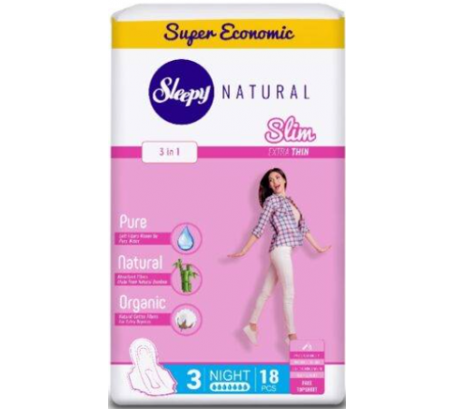 Слипи Натурал прокл. Slim ультра тонкие ДУО по 18 шт.Ночные *6/12
