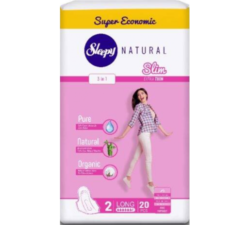 Слипи Натурал прокл. Slim ультра тонкие ДУО по 20 шт.Длинные *6/12